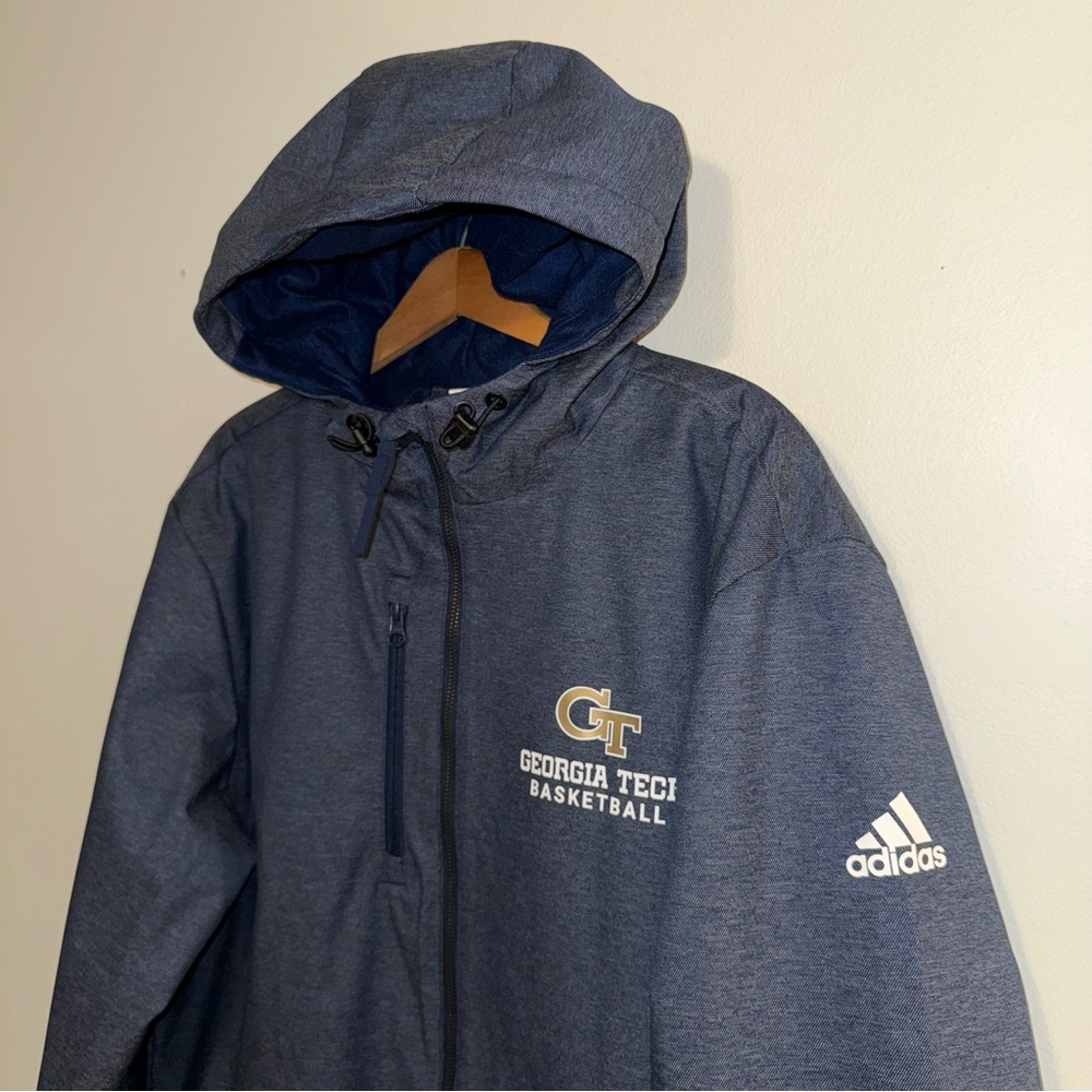 Adidas Full Zip Jacket Georgia Tech Basketball Yellow Jackets Men’s XS Blue Long